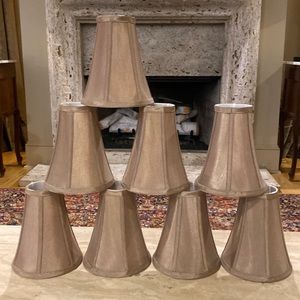 8 SILK TAUPE CHANDELIER SHADES IN PERFECT CONDITION / NEVER USED $45